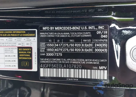 2020 Mercedes-Benz Gls 450 4Matic z USA, uszkodzony, nr VIN 4JGFF5KE0LA107820